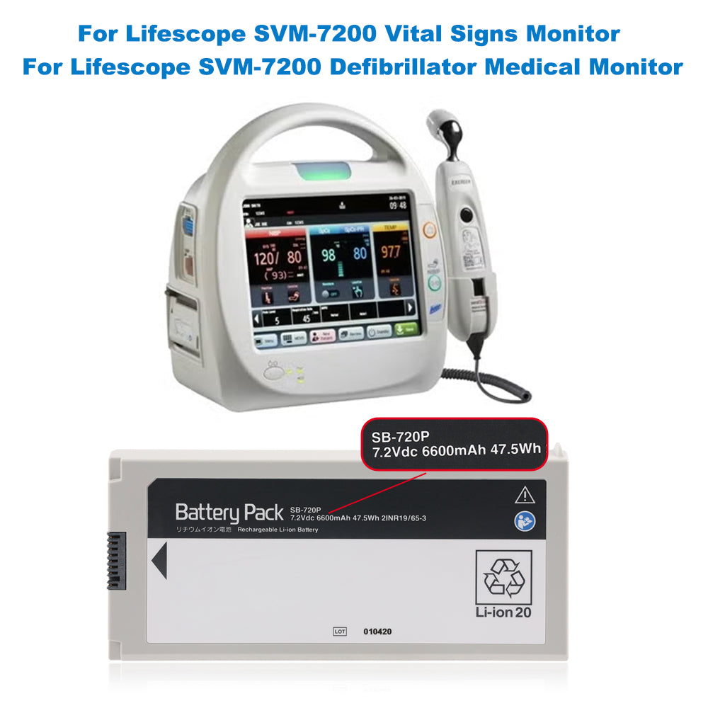 SB-720P 可充電鋰離子電池，適用於 Lifescope SVM-7200 生命徵象監測儀