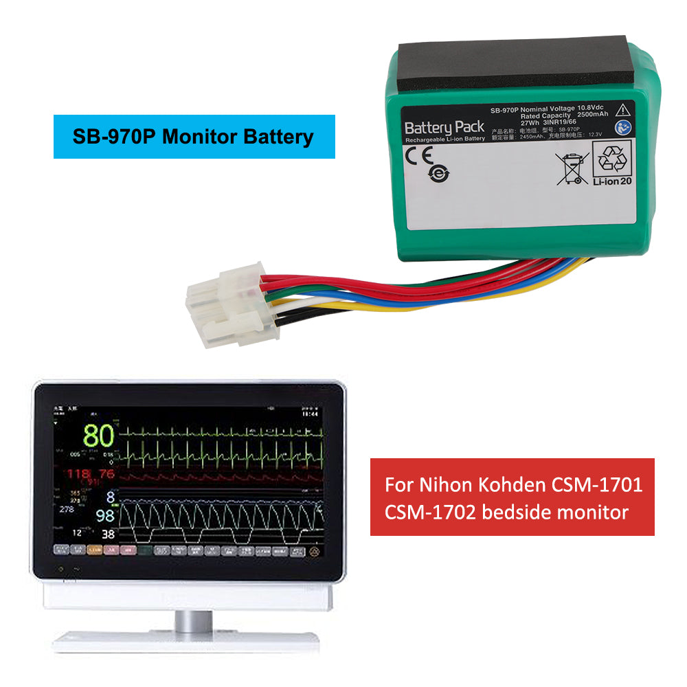 SB-970P Li-ion Battery For Nihon Kohden CSM-1701 CSM-1702 Bedside Monitor