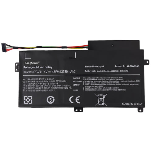 Samsung AA-PBVN3AB replacement laptop battery 11.4V 43Wh 3780mAh Li-ion, white background main view