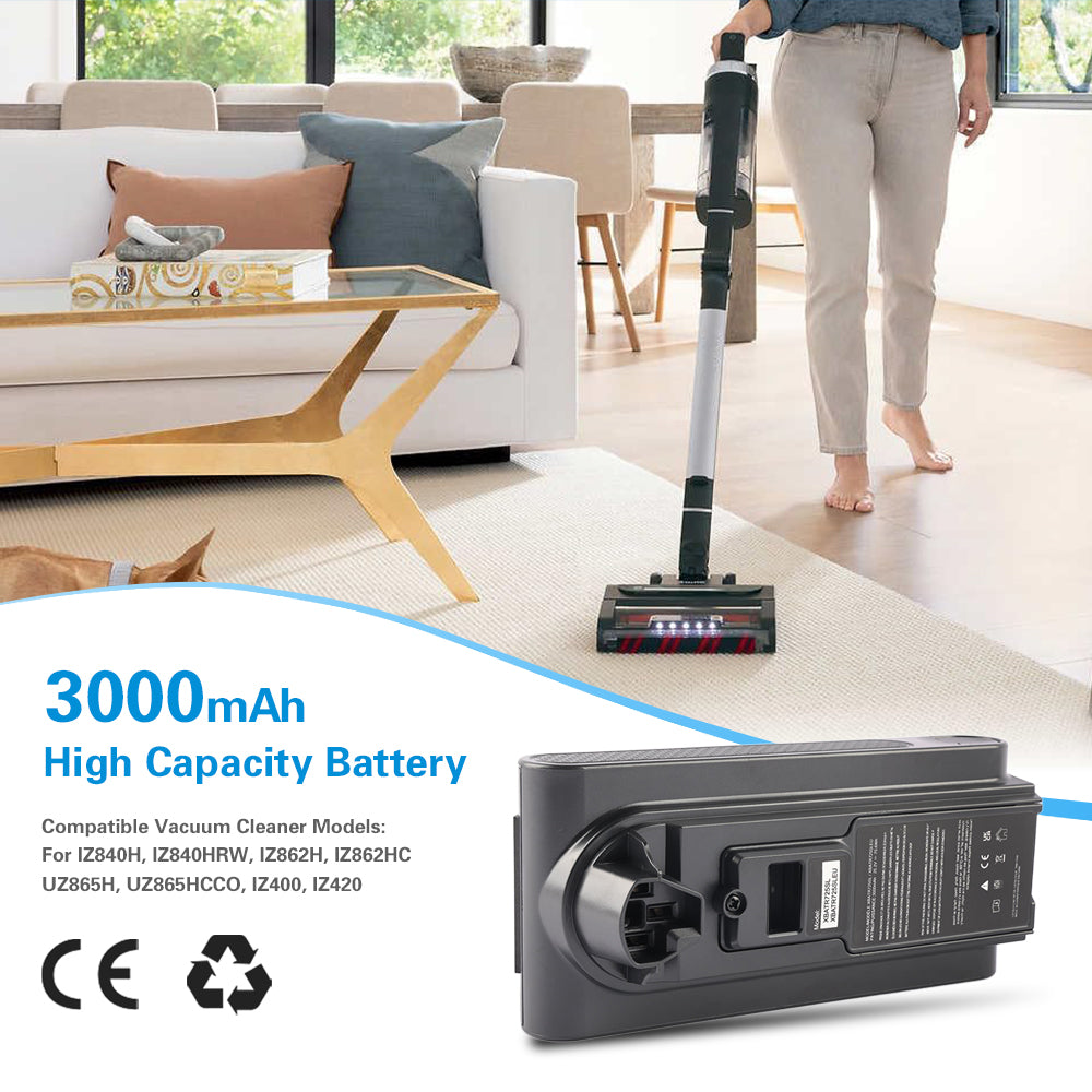 XBATR725SLEU Replacement Battery for Shark Cordless IZ862H UZ865H Vacuum Cleaners - 3000mAh High capacity