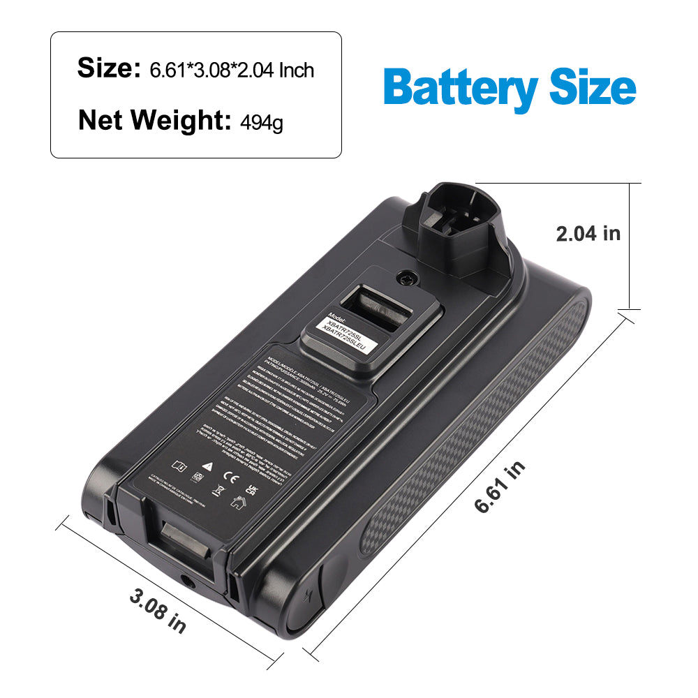 XBATR725SLEU Replacement Battery for Shark Cordless IZ862H UZ865H Vacuum Cleaners - Battery Size