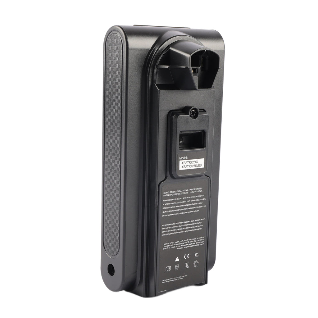 XBATR725SLEU Replacement Battery for Shark Cordless IZ862H UZ865H Vacuum Cleaners - Front View on White