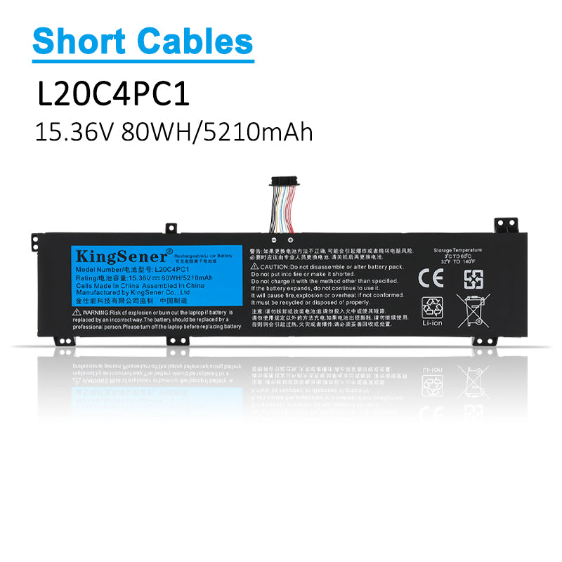L20C4PC1 Replacement Laptop Battery for Lenovo, , side profile highlighting the slim form factor.