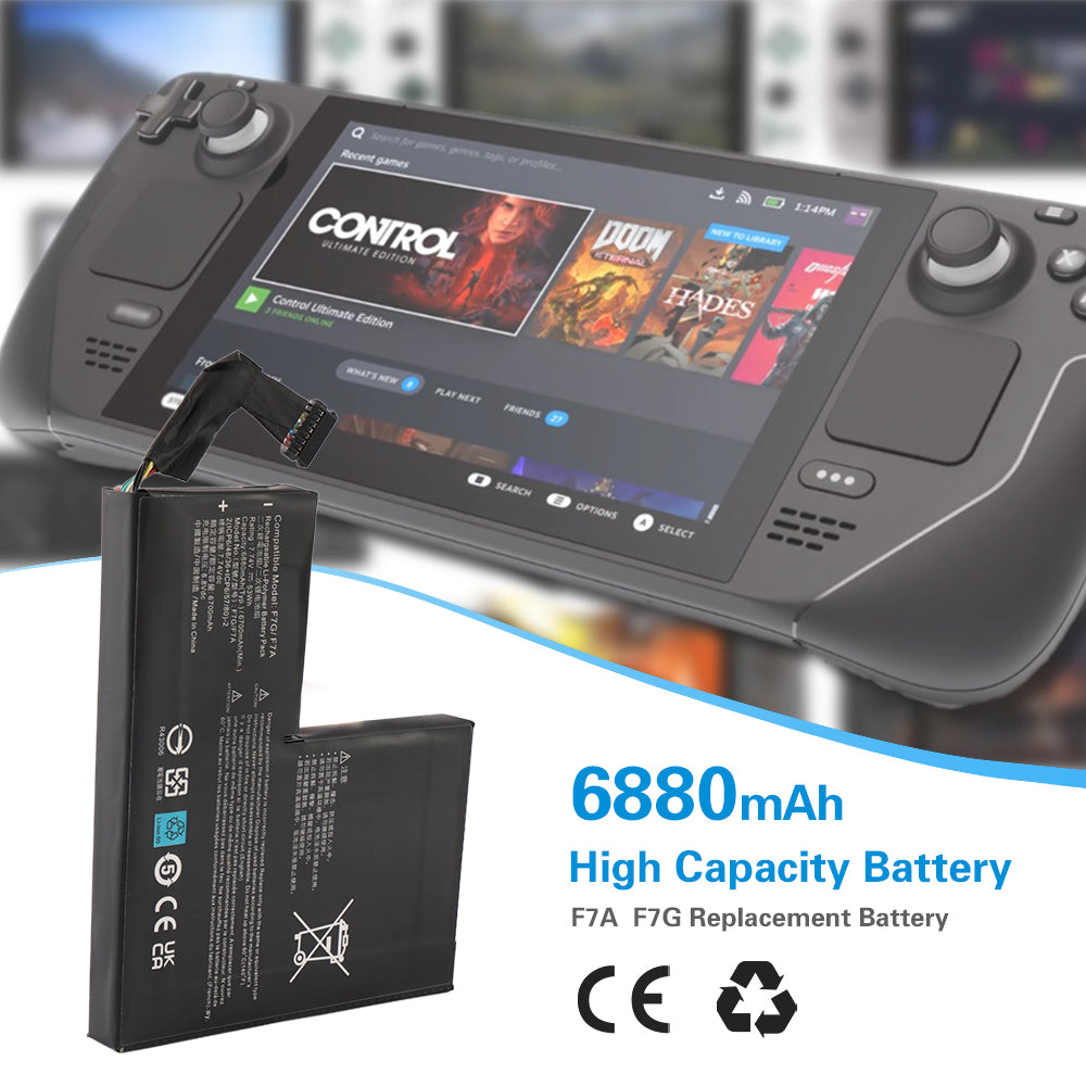 F7A 6880mAh high capacity battery for Steam Deck LCD and OLED handheld gaming PC
