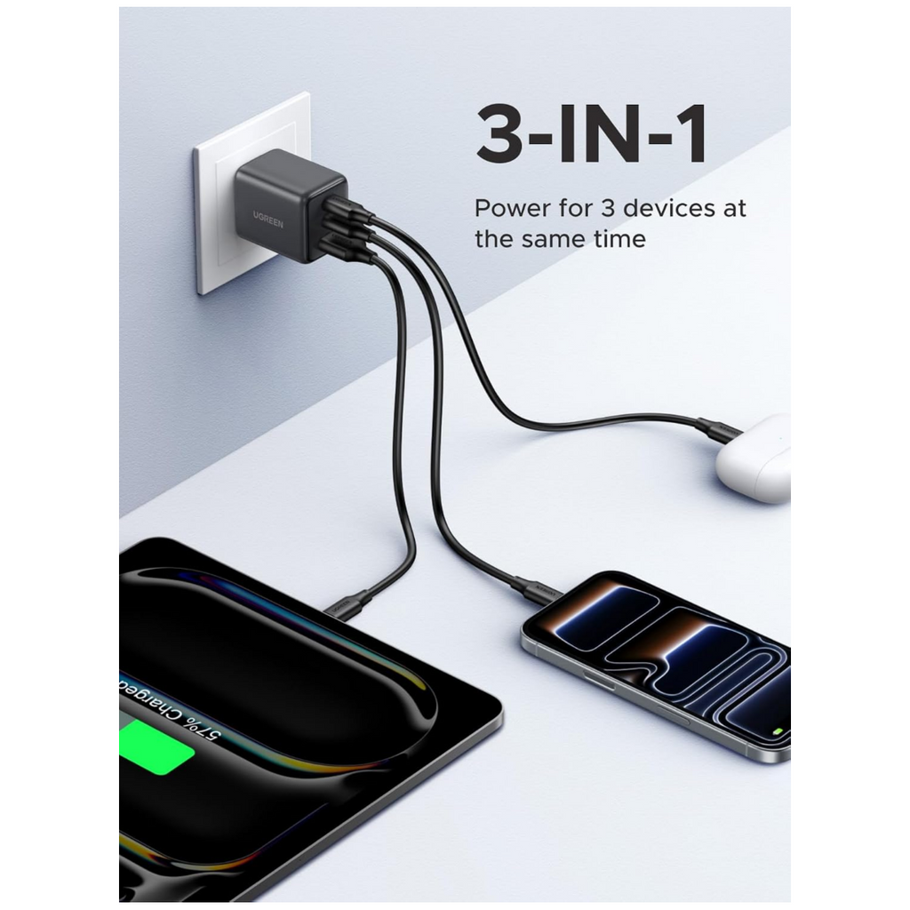 UGREEN 30W 3-Port GaN II USB-C Charger with 2 USB-C and USB-A