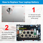 Xiaomi R10B01W replacement Li-polymer laptop battery 7.6V 37Wh DIY 3-step replacement 6-screw removal