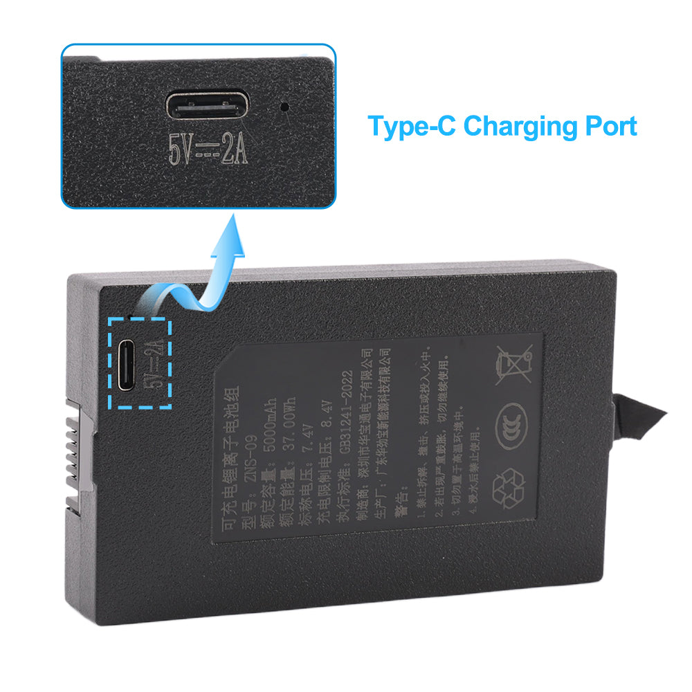 ZNS-09 5000mAh Replacement Battery For Smart Door Lock - Type-C Charging Port
