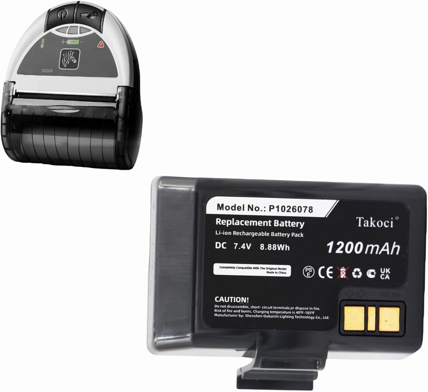 P1026078 Replacement Battery For Zebra EZ320 Printer 1200mAh 8.88Wh