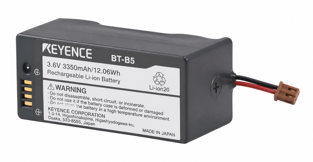 Keyence BT-B5 battery product detail on a pure white background