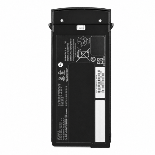 Motorola ET01EAB0E 82-149690-01 battery on a pure white background, showing its original housing, labels, terminals, and visible specifications.