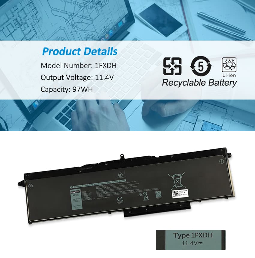 Kingsener-1FXDH-laptop battery-97WH