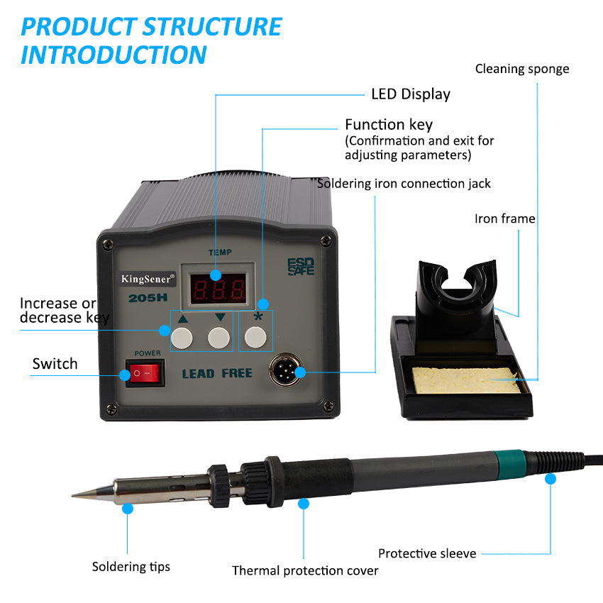 150W 220V Wired Electric Adjustable High Power High Power Constant Temperature Desoldering Soldering Iron Kit | KingSener