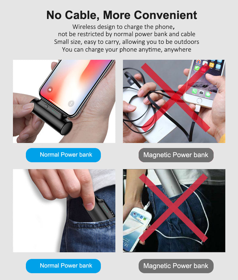 M-01 Magnetic Power Bank 3000mAh — 3-in-1 Mini Wireless Charger for iPhone Android