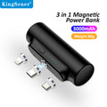 M-01 Magnetic Power Bank 3000mAh — 3-in-1 Mini Wireless Charger for iPhone Android