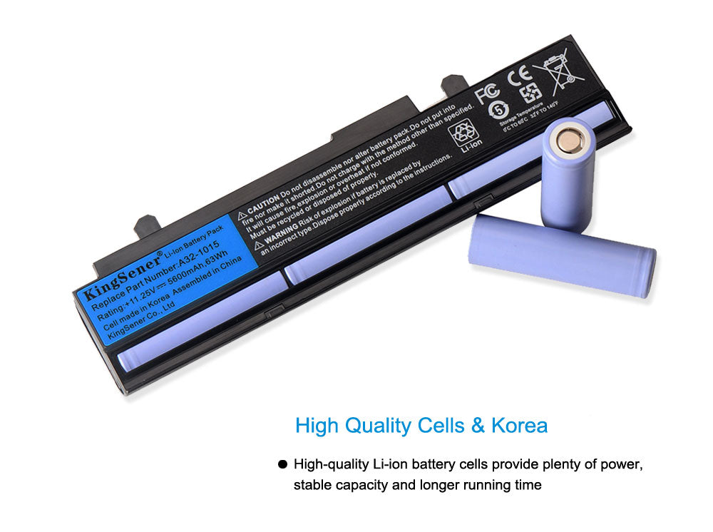 A32-1015 Laptop Battery for ASUS Eee PC 1015, 11.25V 5600mAh, side view showing blue branding label.