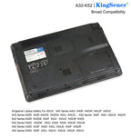 A32-K52 Laptop Battery for ASUS K52, 10.8V 4400mAh, close-up of barcode and serial number sticker.