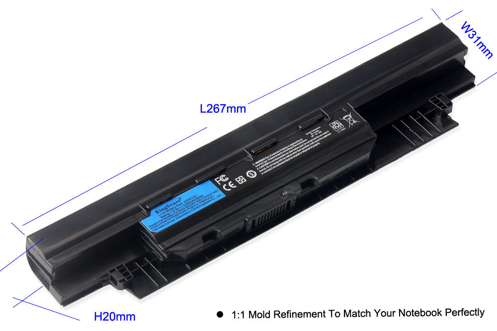 A32N1331 Laptop Battery for ASUS E451, 10.8V 5200mAh, view of certification logos and warning text.