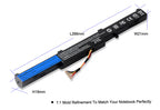A41N1501 Replacement Laptop Battery for ASUS N552 N752 GL752, 15V 48WH, side angle showing mounting tabs and screw holes.