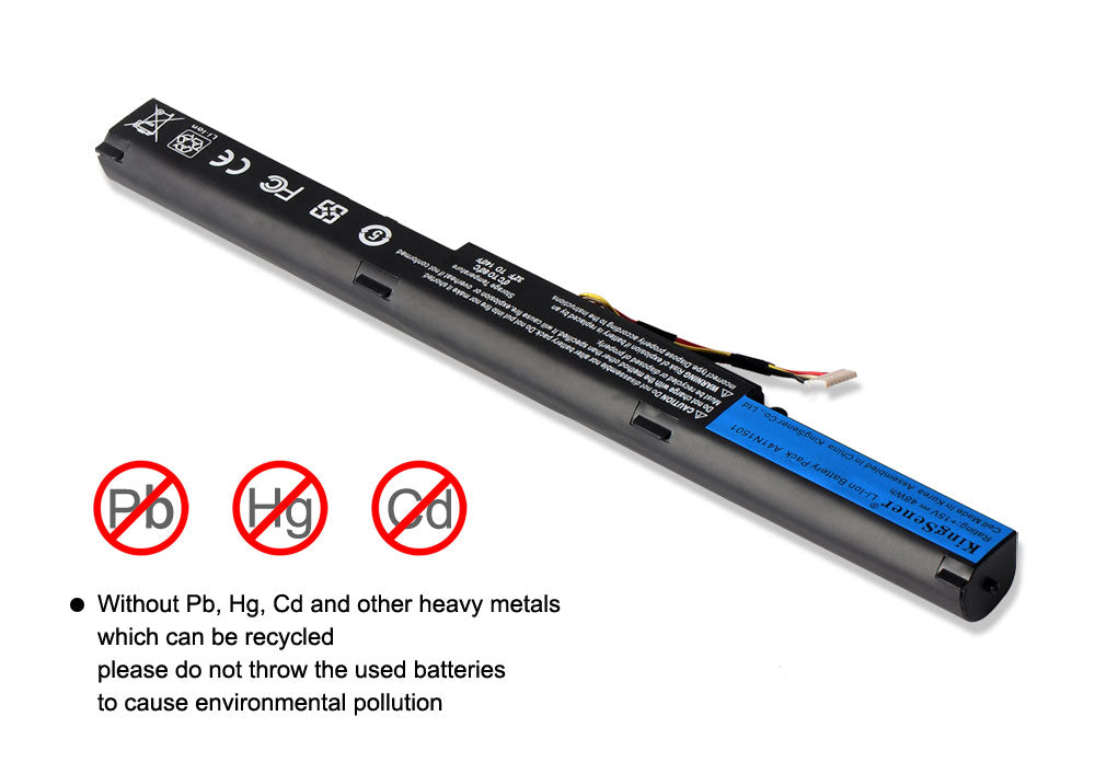 A41N1501 Replacement Laptop Battery for ASUS N552 N752 GL752, 15V 48WH, view of the safety instructions in white text.