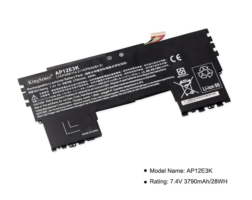 KingSener AP12E3K 筆記本電池適用於宏基 Aspire S7 S7-191 超極本 11 英寸 1/CP3/65/114-2 1/CP5/42/61-2 AP12E3K 28WH