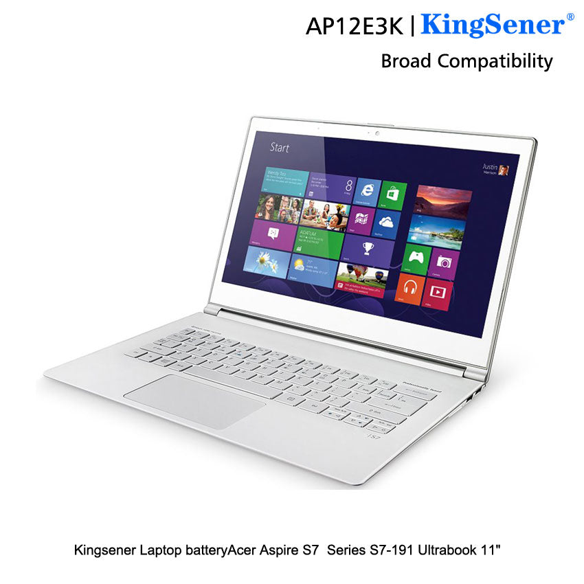 KingSener AP12E3K 筆記本電池適用於宏基 Aspire S7 S7-191 超極本 11 英寸 1/CP3/65/114-2 1/CP5/42/61-2 AP12E3K 28WH