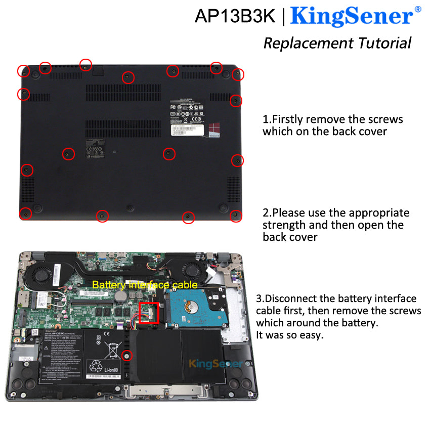 KingSener AP13B3K Laptop Akku für Acer Aspire V5 R7 V7 V5-572G V5-573G V5-472G V5-473G V5-552G M5-583P V5-572P R7-571 AP13B8K