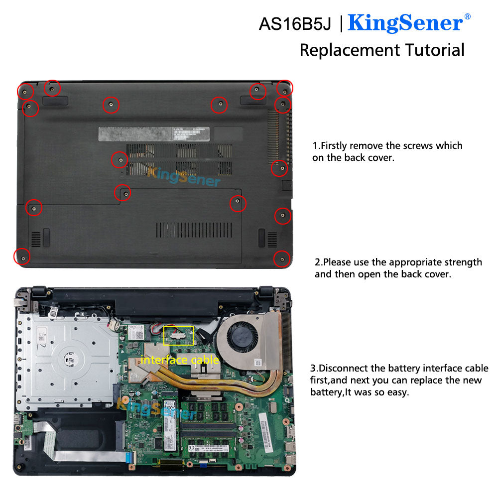 KingSener AS16B5J AS16B8J 筆記型電腦電池 適用於宏碁 Aspire E5-575G-53VG 3ICR19/66-2 5600mAh/61.3WH
