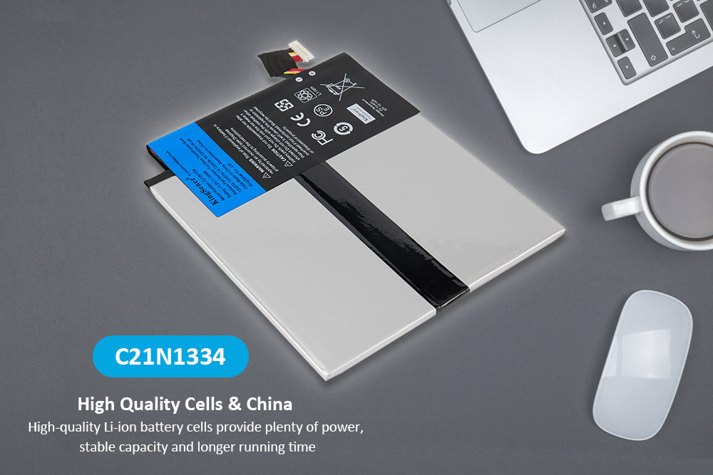 C21N1334 Laptop Battery for ASUS Transformer Book T200TA, 7.6V 38Wh, promotional graphic with "No Fake Capacity" text.