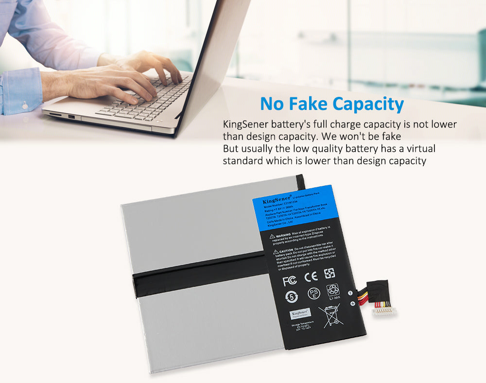 C21N1334 Laptop Battery for ASUS Transformer Book T200TA, 7.6V 38Wh, view of 9-pin female wire connector.