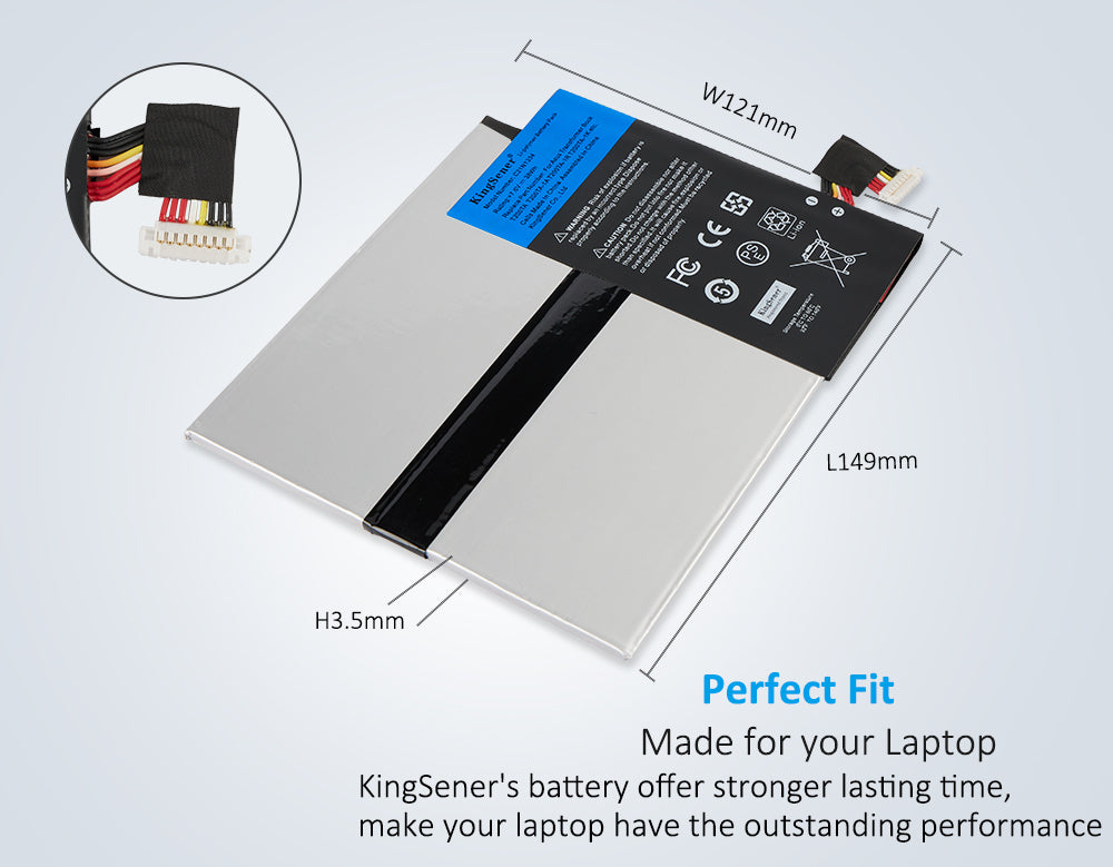 C21N1334 Laptop Battery for ASUS Transformer Book T200TA, 7.6V 38Wh, reflective view showing slim rectangular design.