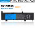 C31N1636 Laptop Battery for ASUS VivoBook Pro 15 N580VD, 11.49V 47Wh, advertisement view with free screwdriver.