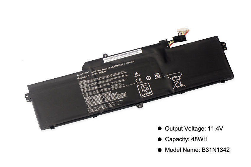 B31N1342 Replacement Laptop Battery for ASUS Chromebook C200M, 11.4V 48WH, view of the colorful multi-pin connector wires.