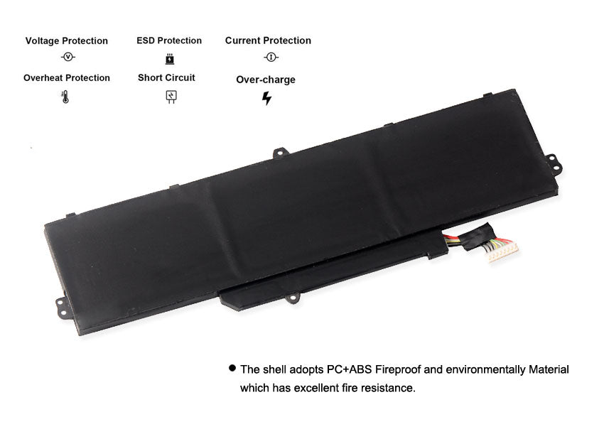 B31N1342 Replacement Laptop Battery for ASUS Chromebook C200M, 11.4V 48WH, top view of the multilingual safety warning labels.