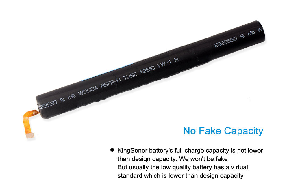 B8000 replacement battery for Lenovo Yoga Tablet, 3.75V 9000mAh, rear view showing metal foil casing and safety instructions