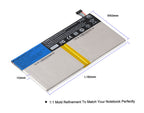 C12N1320 Replacement Laptop Battery for ASUS Transformer T100, 3.85V 31WH, view of the black information labels.