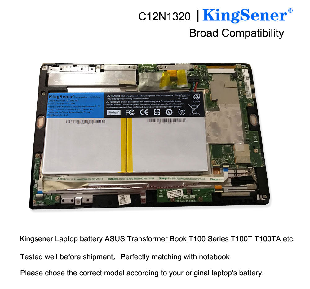 C12N1320 Replacement Laptop Battery for ASUS Transformer T100, 3.85V 31WH, showing the full battery assembly.