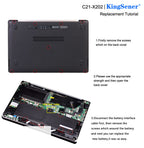 C21-X202 Replacement Laptop Battery for ASUS VivoBook X202E S200E, 7.4V 38WH, full product shot with reflection on white.