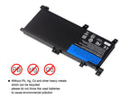 C21N1509 laptop battery for ASUS X556 series, 7.6V 38Wh, flat black rectangular pack with integrated mounting tabs and blue label.