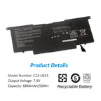KingSener C22-UX31 華碩 Zenbook UX31 UX31A UX31E UX31E-DH72 C22-UX31 C23-UX31 7.4V 50WH/6840mAh 筆記本電池