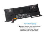 C23-UX21 ultrabook internal battery pack, 7.4V 4800mAh, back view with detailed technical specifications and safety marks