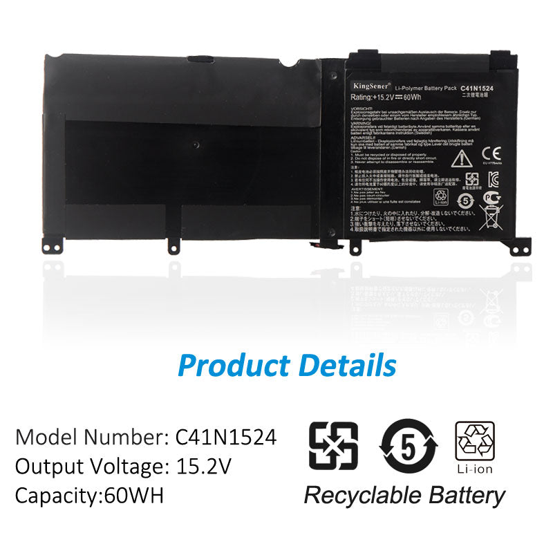 Batteria C41N1524 per laptop ASUS Zenbook Pro UX501VW – 15.2V 60WH