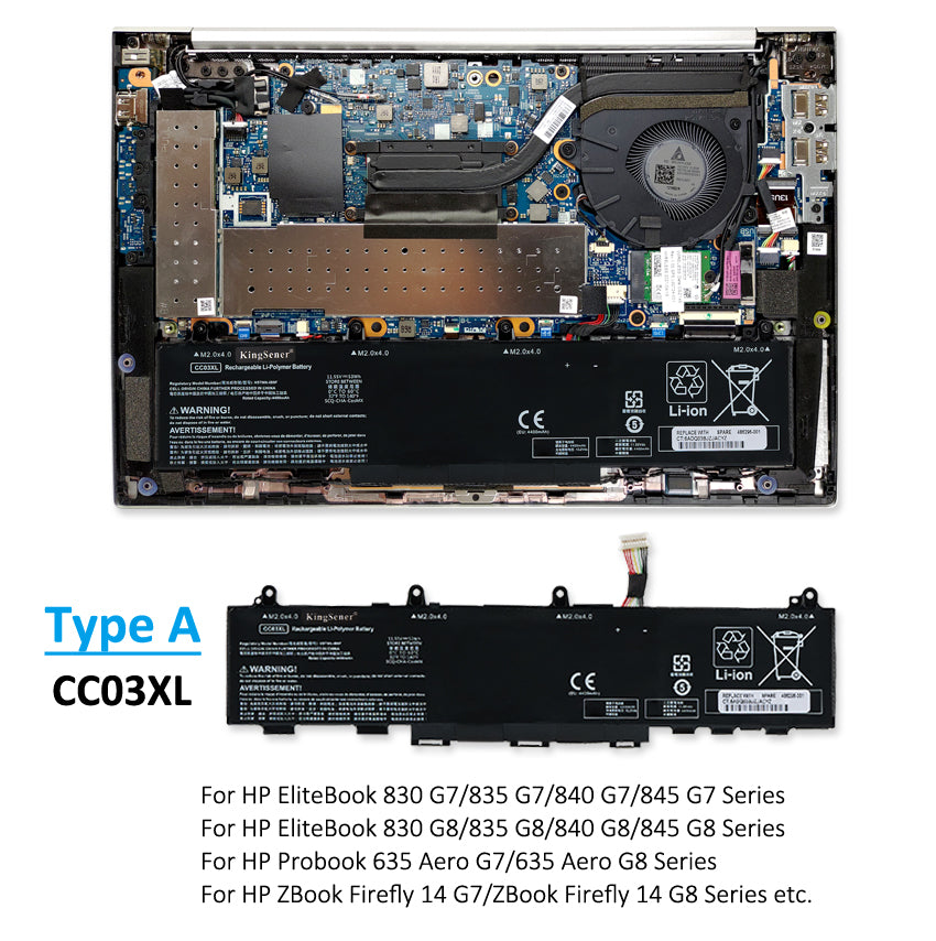 CC03XL Battery for HP EliteBook 830 835 840 845 G7 ZBook FIREFLY 14 G7 G8 MT32 MT46 — 11.55V 56Wh