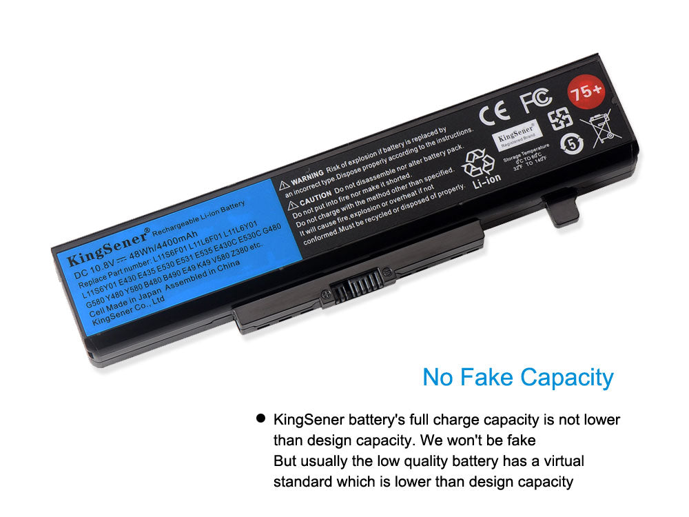 L11S6Y01 notebook battery for Lenovo ThinkPad, 10.8V 48Wh, perspective view showing precision connector pins and durable black casing.