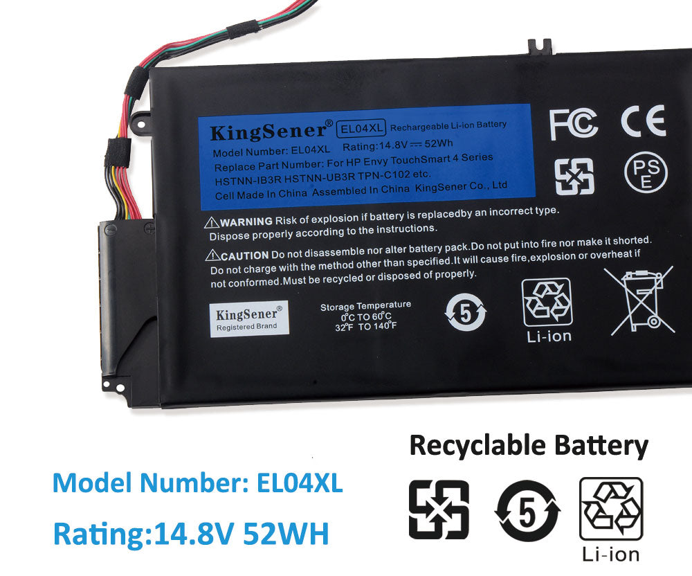 EL04XL Battery for HP ENVY 4 TouchSmart 4 Series — 14.8V 52Wh