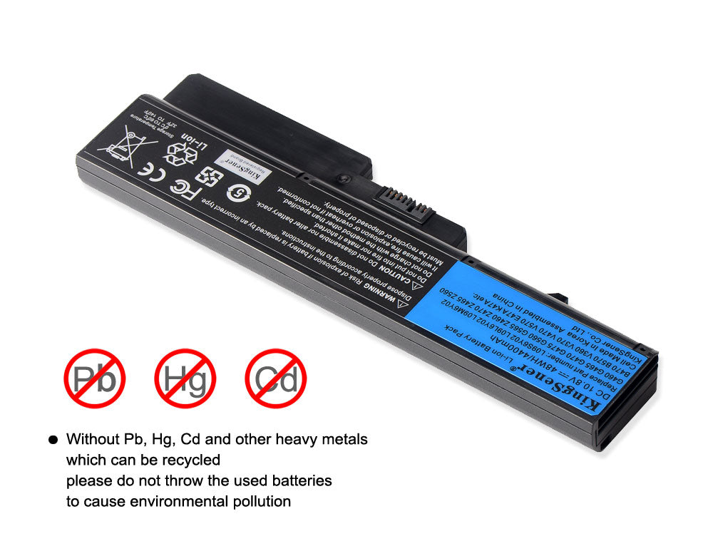 L09S6Y02 Li-ion battery for Lenovo IdeaPad, 10.8V 48Wh, side view showing slim profile and mounting clips