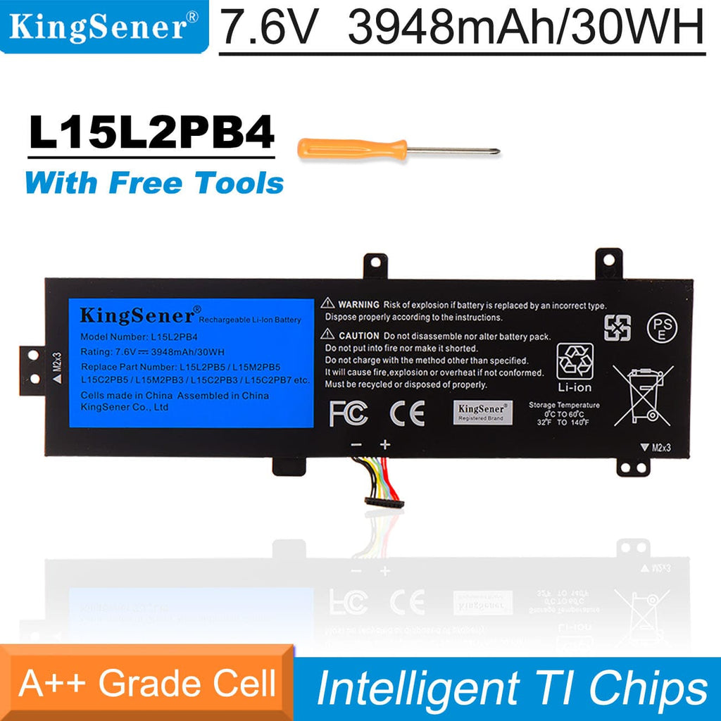 L15L2PB4 Laptop Battery for Lenovo IdeaPad, 30Wh, showing the internal battery unit with labels
