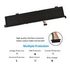 L19M3PF7 Laptop Battery for Lenovo Ideapad, 11.4V 45Wh, showing labels and blue multi-language warning box
