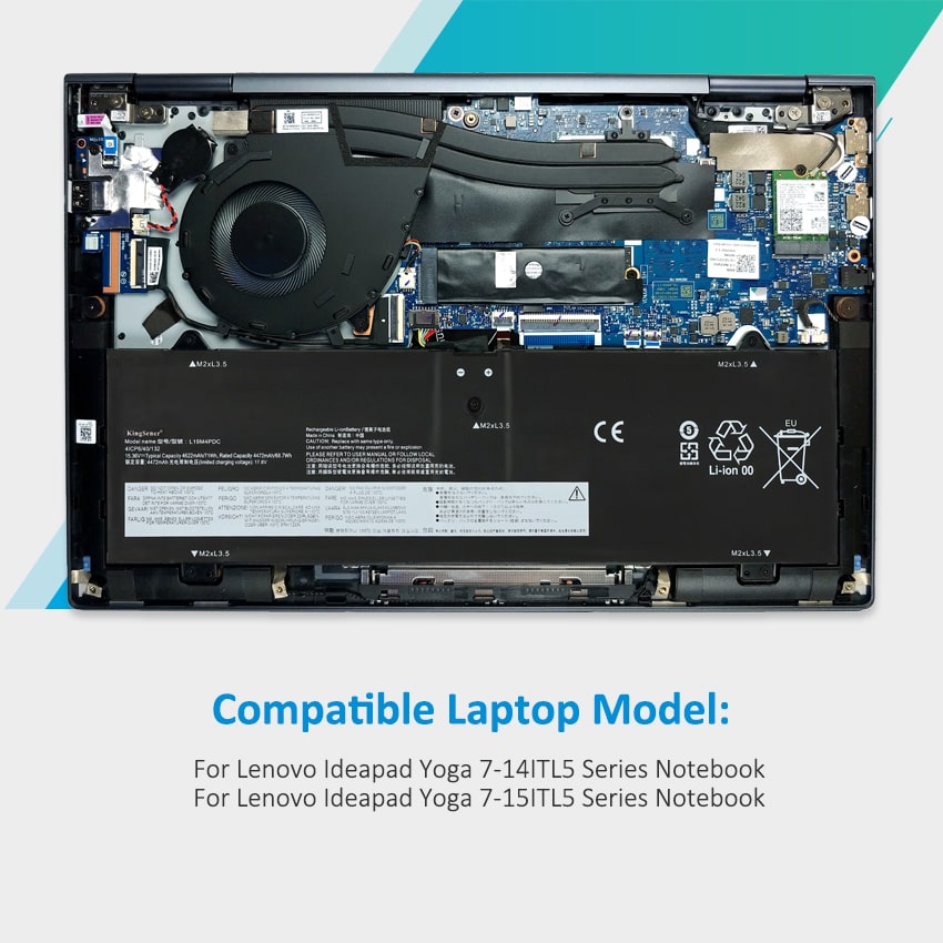 L19L4PDC Laptop Battery for Lenovo Yoga, 15.36V 71Wh, showing black segments and screw hole markings