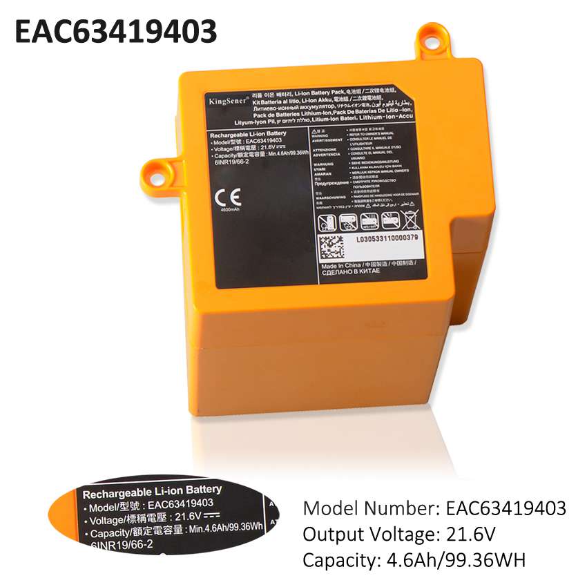 EAC63419403 Battery for LG CordZero R9 R9MASTER Robot Vacuum — 21.6V 99.36Wh