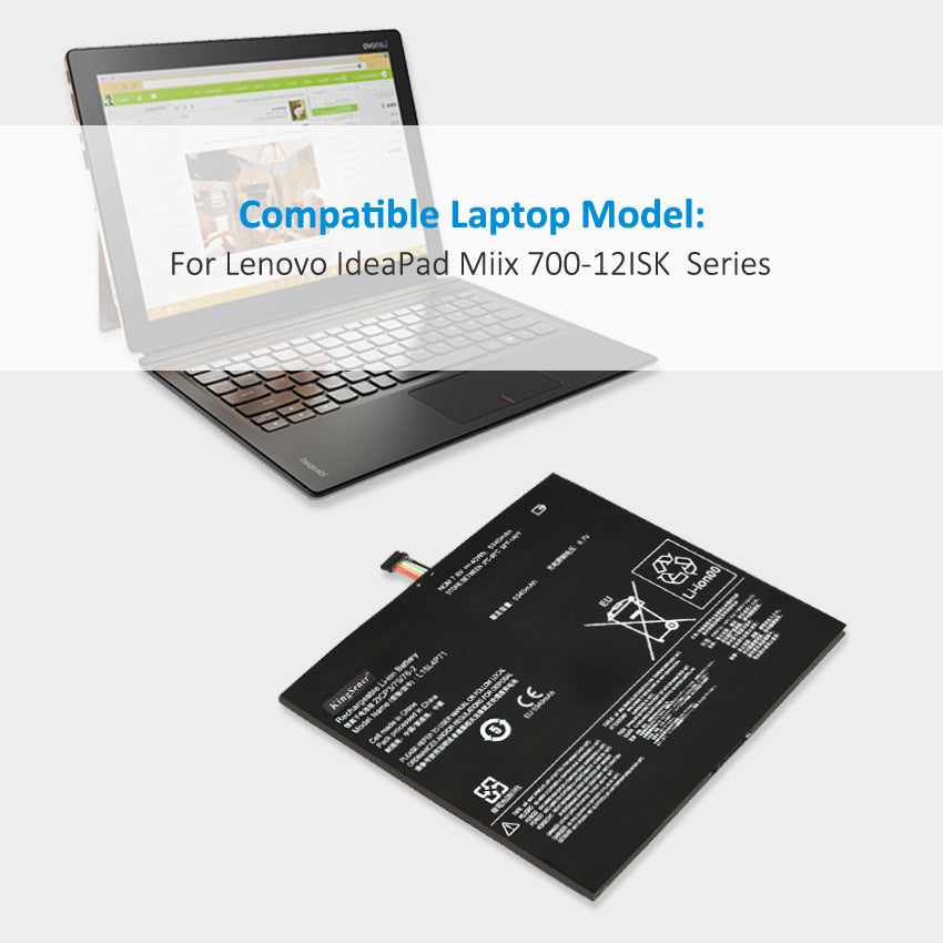 L15L4P71 Laptop Battery for Lenovo, 7.6V 40Wh 5340mAh, showing front labels and colorful connector wires